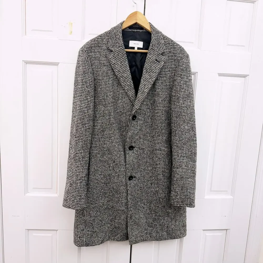 REISS Kennard Dogtooth Coat (Size Large)